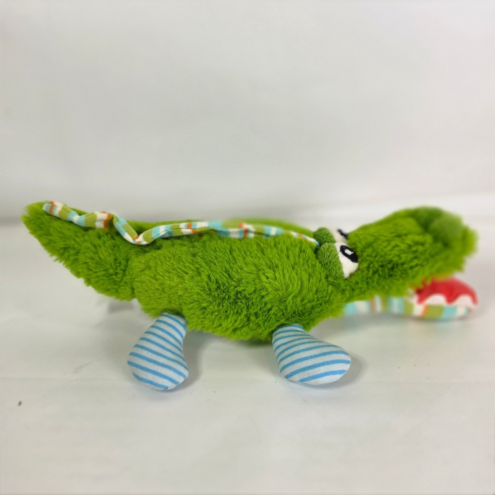 Maison Chic Tooth Fairy Alligator Green Plush Crocodile Striped Pocket‎ Toy 11"